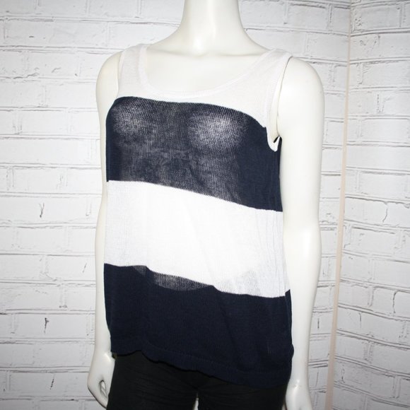 ⚓🤍💙 JCP Cotton-Blend Tee · White & Navy · L - Picture 3 of 5